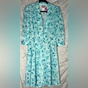 80s in bloom Floral Long Sleeve Dress in Blue